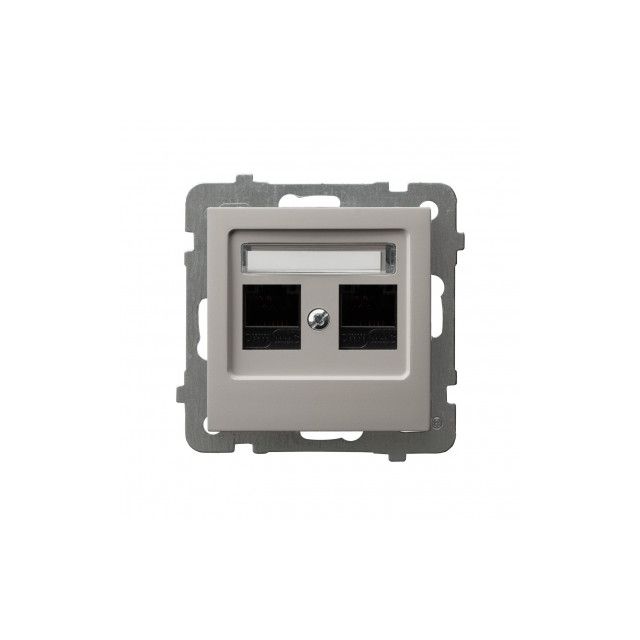 Gniazdo 2xRJ45 kat. 6 UTP z wkładem keystone Ospel AS - kaszmir