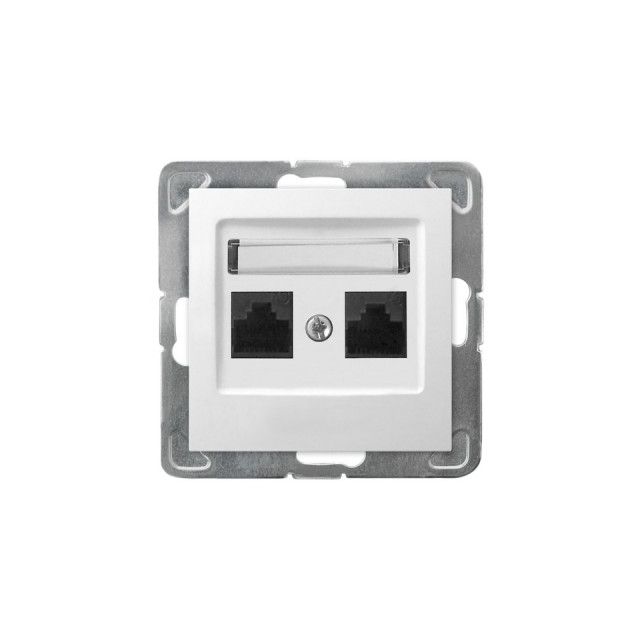 Gniazdo 2 x RJ45 kat. 6 UTP z wkładem keystone Ospel Impresja - biały