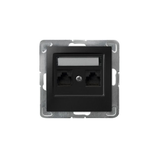 Gniazdo 2 x RJ45 kat. 6 UTP z wkładem keystone Ospel Impresja - czarny mat