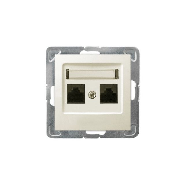 Gniazdo 2 x RJ45 kat. 6 UTP z wkładem keystone Ospel Impresja - ecru