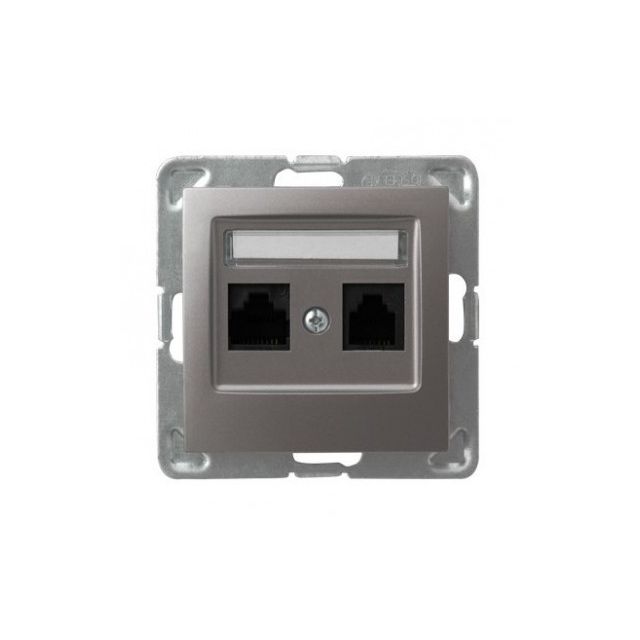 Gniazdo 2 x RJ45 kat. 6 UTP z wkładem keystone Ospel Impresja - tytan
