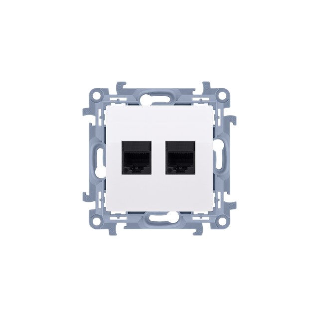 Gniazdo 2 x RJ45 kat. 6 UTP z wkładem keystone Simon 10 - biały
