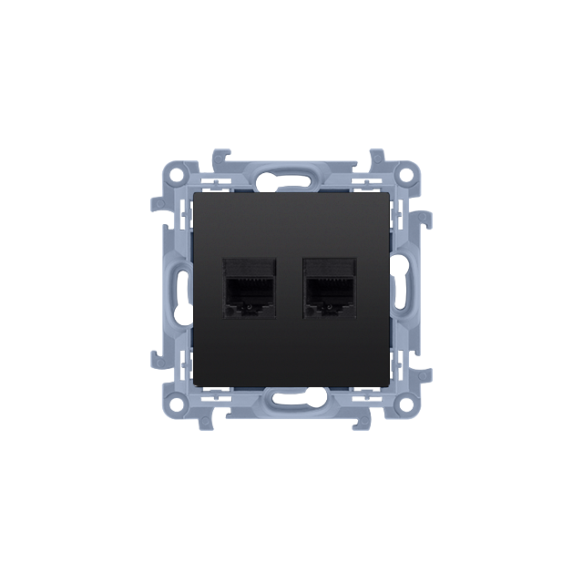 Gniazdo 2 x RJ45 kat. 6 UTP z wkładem keystone Simon 10 - czarny mat