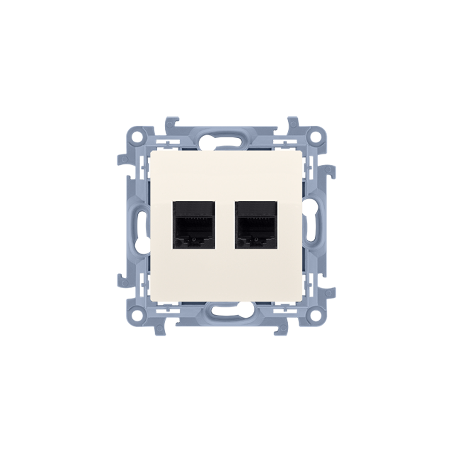 Gniazdo 2 x RJ45 kat. 6 UTP z wkładem keystone Simon 10 - kremowy