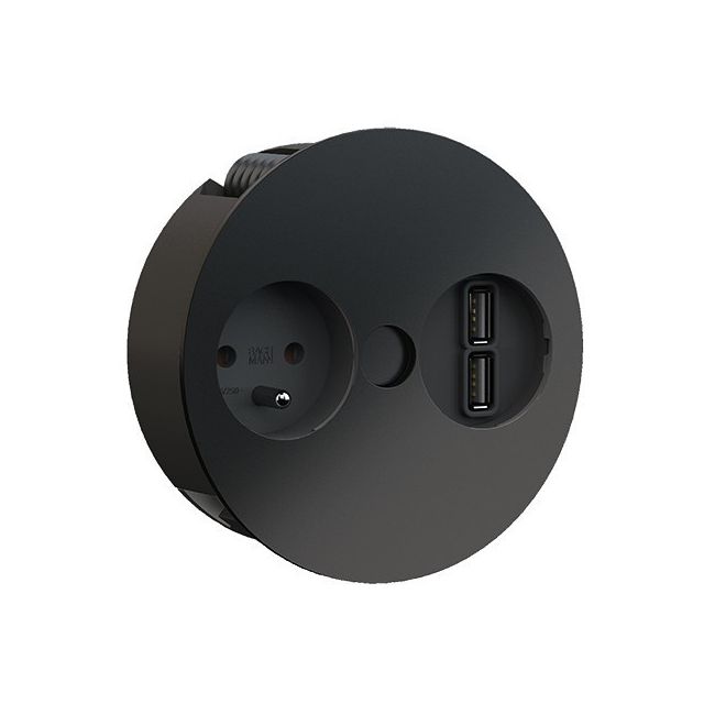 Gniazdo Bachmann Twist 1x230V + ładowarka USB - czarny mat