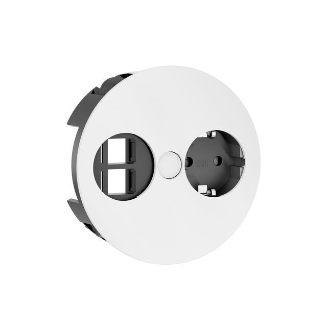 Gniazdo BachMann Twist 1x230V Schuko + 2x moduł pusty Keystone - biały mat
