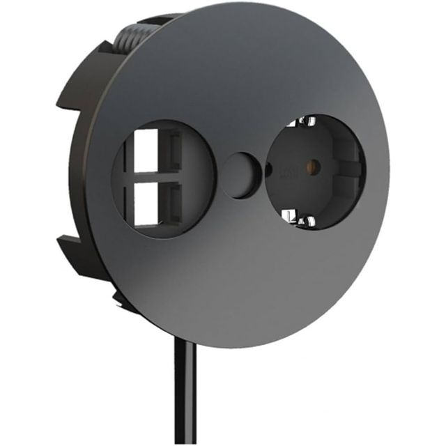 Gniazdo Bachmann Twist 1x230V schuko + 2x moduł na KEYStone  - czarny mat