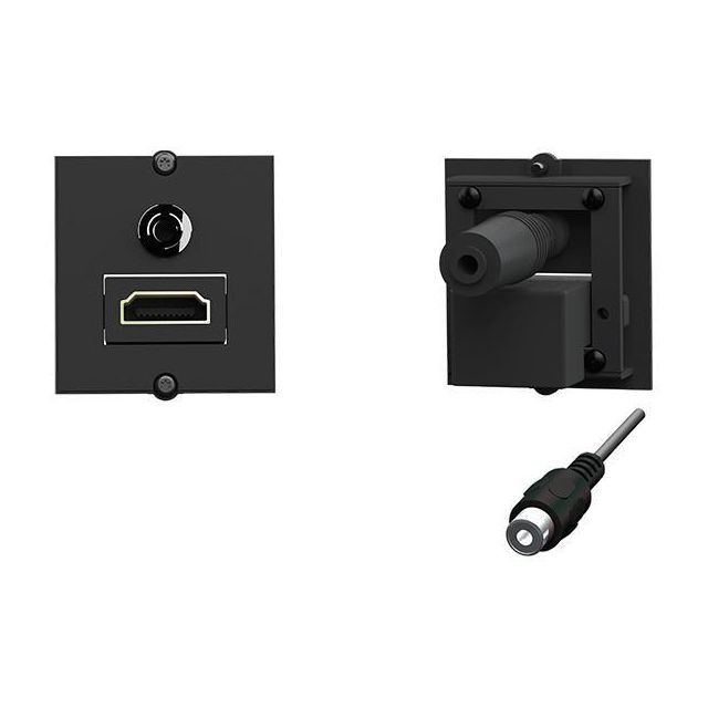 Gniazdo HDMI + MINI JACK wejście kątowe - czarny
