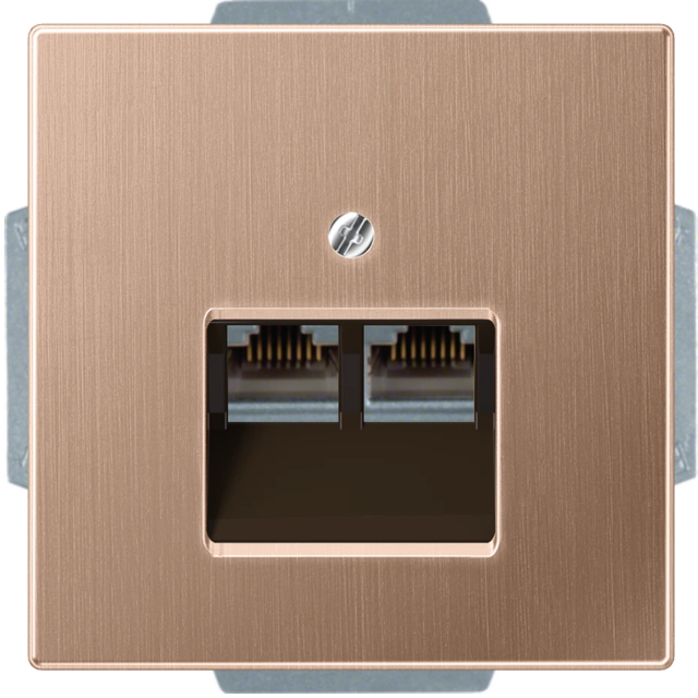 Gniazdo komputerowe 2xRJ45 JUNG LS990 metal - brąz szczotkowany