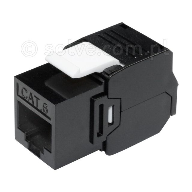 Gniazdo komputerowe RJ45 kat. 6 keystone, beznarzędziowe IDC- czarny