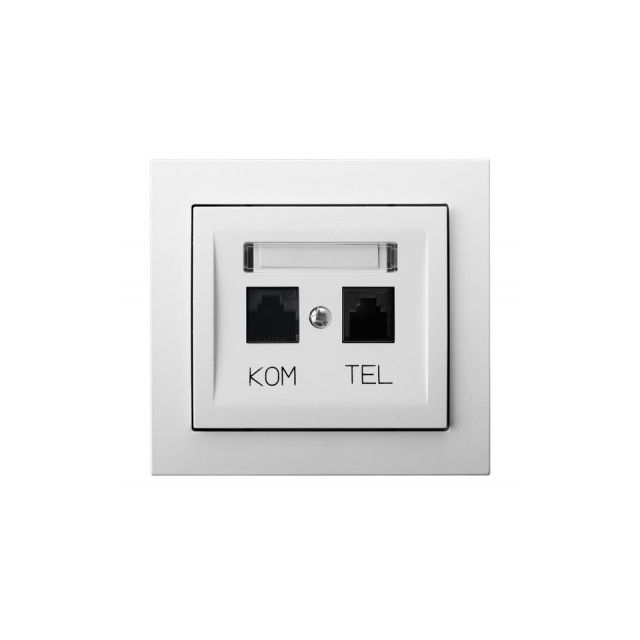 Gniazdo komputerowe RJ45 + tel. RJ11 KIER - biały