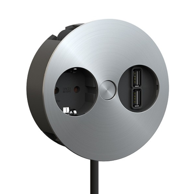 Gniazdo Bachmann Twist 1x230V Schuko + ładowarka USB - stal nierdzewna