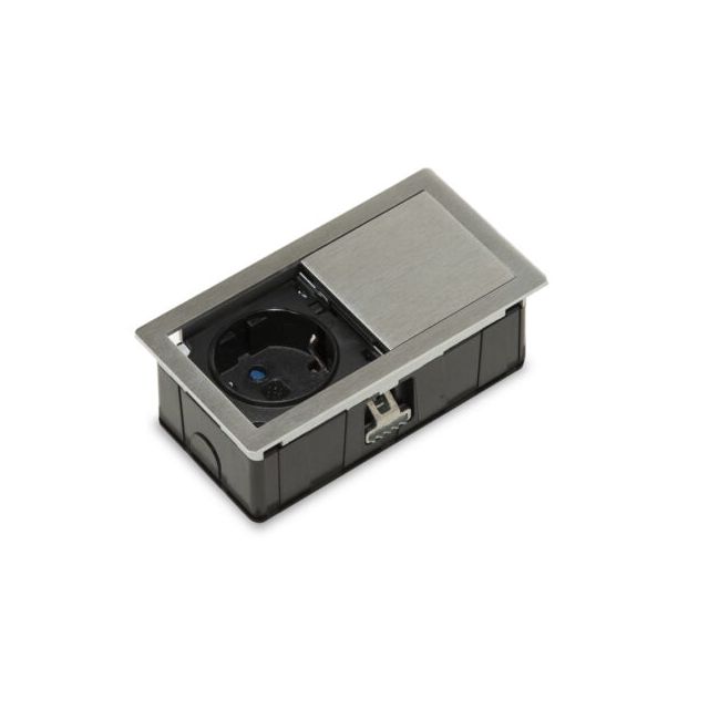 Gniazdo kuchenne bryzgoszczelne ASA IP54 VersaHIT 1x230V - aluminium szczotkowane