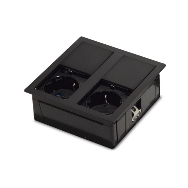 Gniazdo kuchenne bryzgoszczelne ASA IP54 VersaHIT 2x230V Schuko czarny mat
