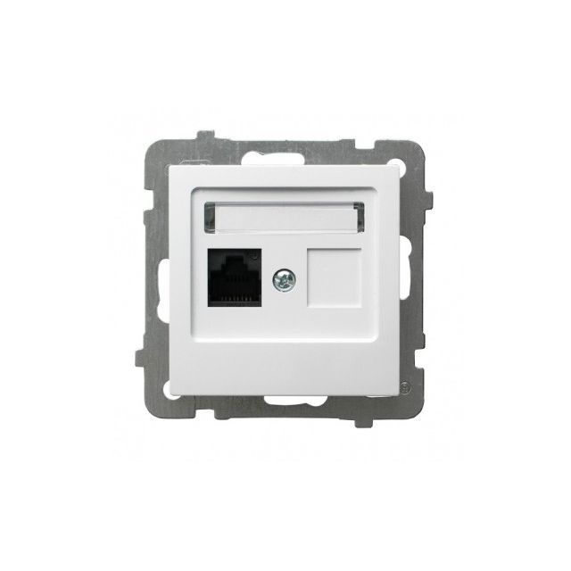 Gniazdo RJ45 kat. 6 UTP z wkładem keystone Ospel AS - biały