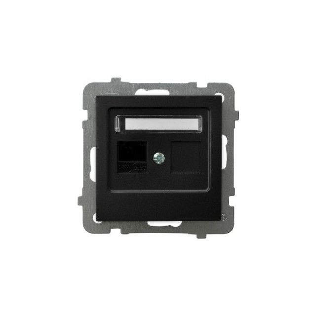 Gniazdo RJ45 kat. 6 UTP z wkładem keystone Ospel AS - czarny mat