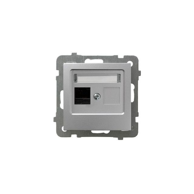 Gniazdo RJ45 kat. 6 UTP z wkładem keystone Ospel AS - srebro