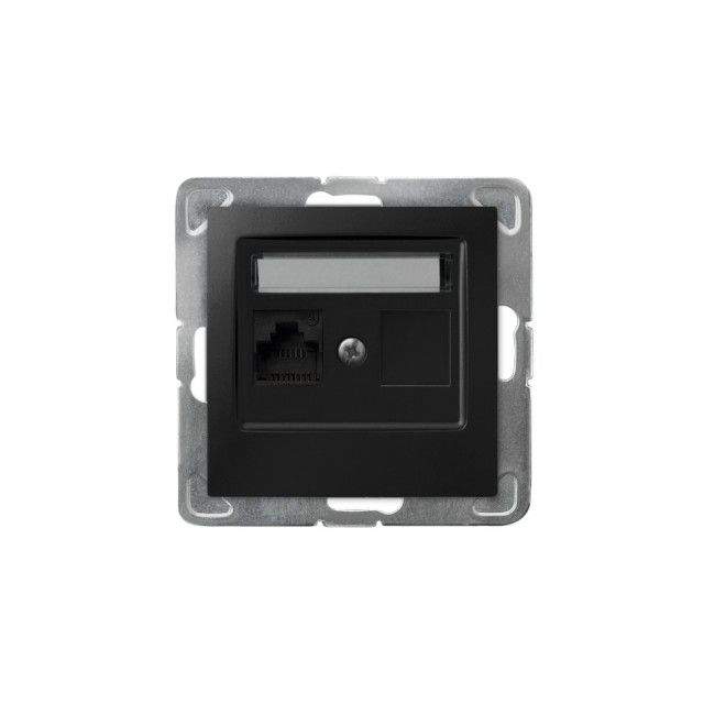Gniazdo RJ45 kat. 6 UTP z wkładem keystone Ospel Impresja - czarny mat