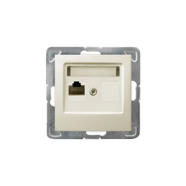 Gniazdo RJ45 kat. 6 UTP z wkładem keystone Ospel Impresja - ecru
