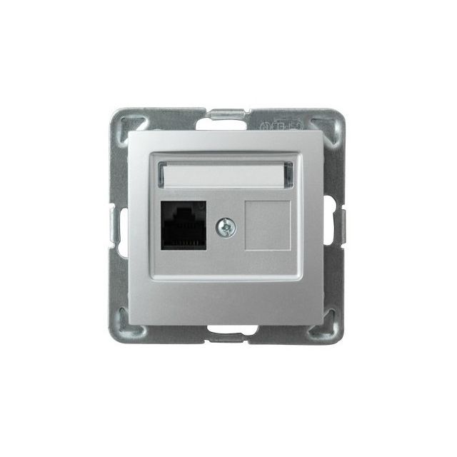 Gniazdo RJ45 kat. 6 UTP z wkładem keystone Ospel Impresja - srebro