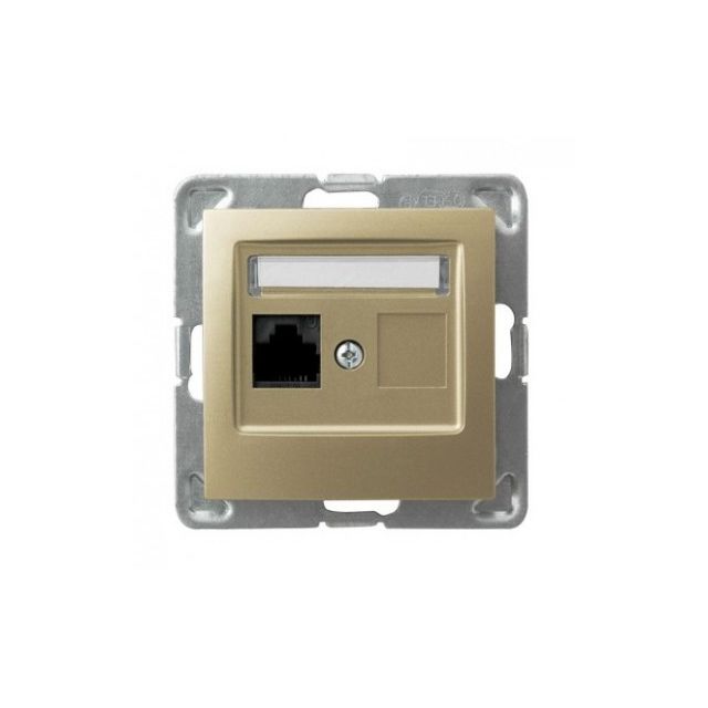 Gniazdo RJ45 kat. 6 UTP z wkładem keystone Ospel Impresja - złoty metalik