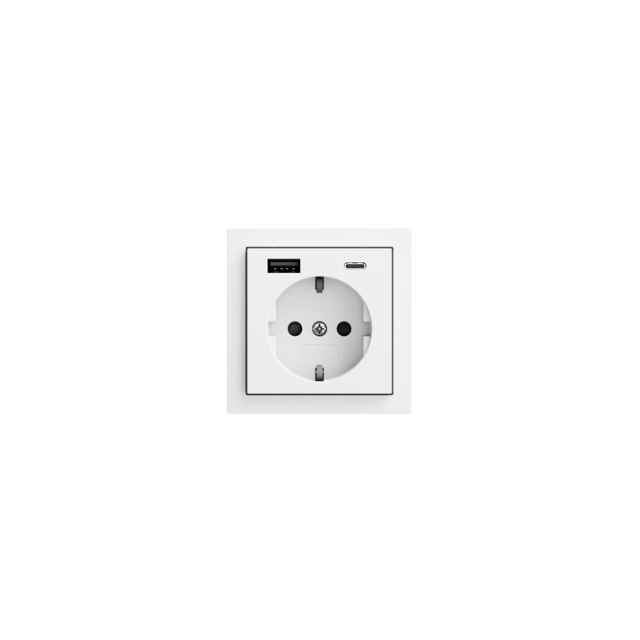 Gniazdo z ładowarką USB typ A + typ C System 70 biały mat