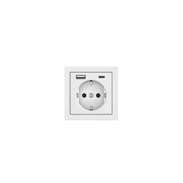 Gniazdo z ładowarką USB typ A + typ C System 70 biały połysk
