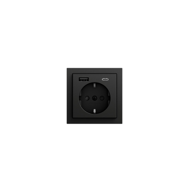 Gniazdo z ładowarką USB typ A + typ C System 70 czarny mat