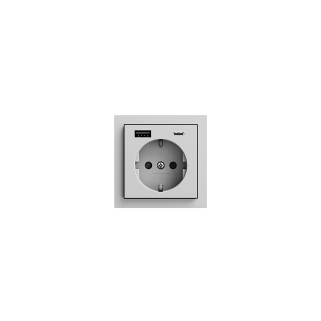 Gniazdo z ładowarką USB typ A + typ C System 70 szary mat