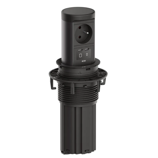 Kolumna blatowa 1 x gniazdo z/u + ładowarka USB C+C 45 W Bachmann ELEVATOR 2 - czarny mat