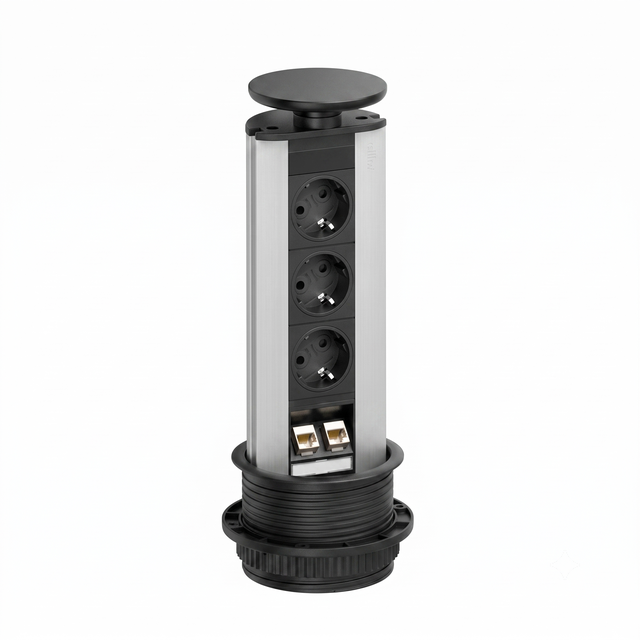 Kolumna blatowa EVOline Port 3x230V + 2xRJ45 kat. 6 - pokrywa biała