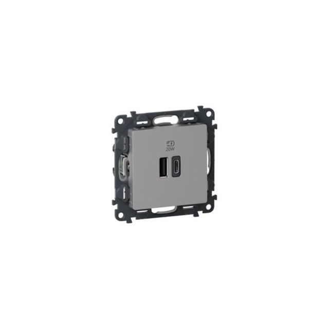 Ładowarka USB A+C 20 W Power Delivery Valena Life 753356 - Aluminium
