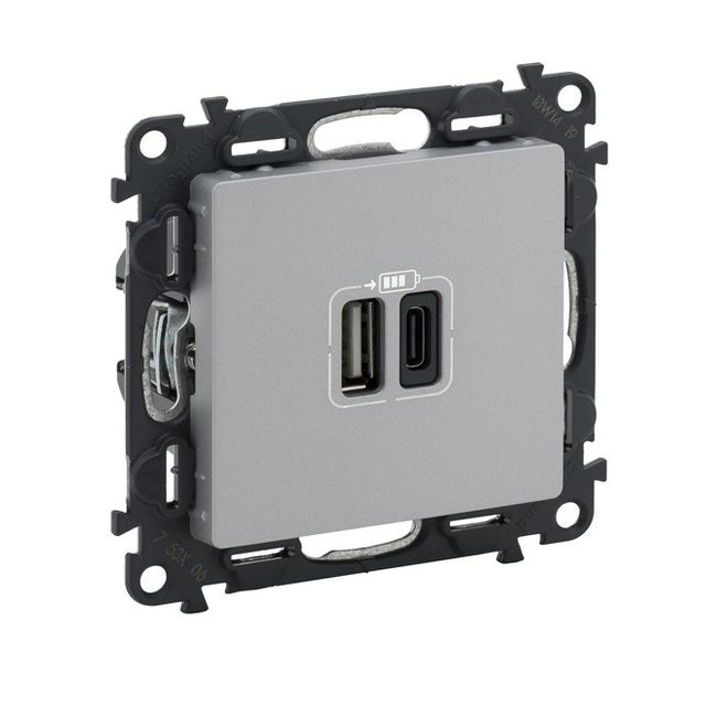 Ładowarka USB typ A+C 15W VALENA Life -aluminium