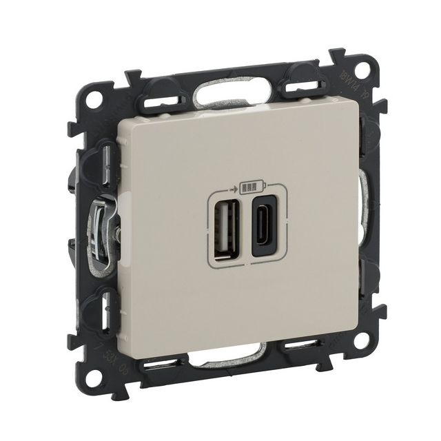 Ładowarka USB typ A+C 15W VALENA Life -krem