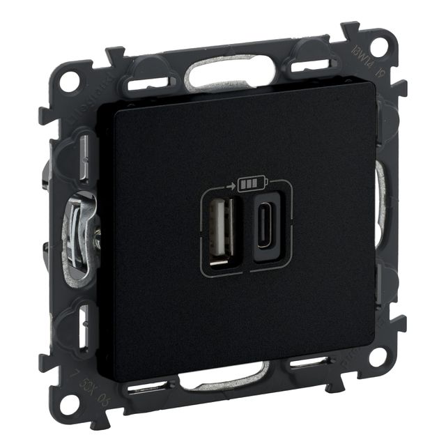 Ładowarka USB typ A+C 15W VALENA Life - czarny