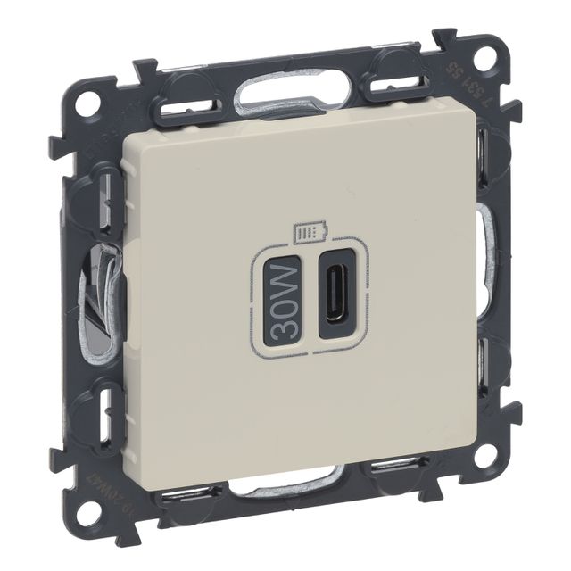 Ładowarka USB typ C-C 30W VALENA Life - kremowy