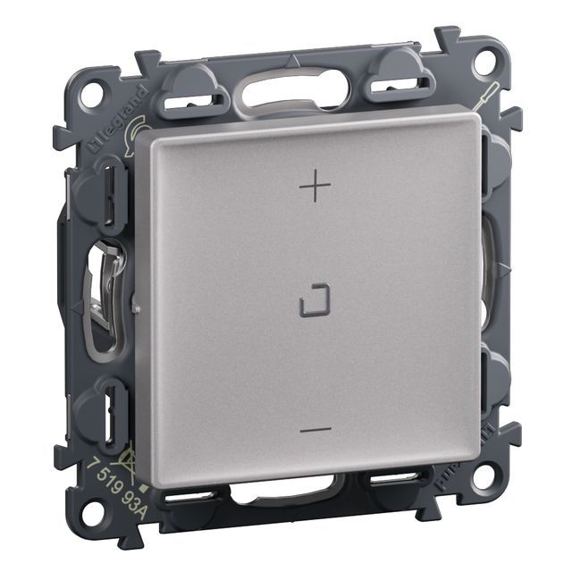 Ściemniacz przyciskowy z zaciskiem neutralnym 150 W Valena Life 751993A - Aluminium