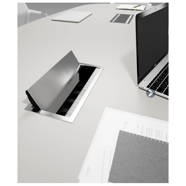 Mediaport ASA VersaFLAP Dual 2.0 5x230V + ładowarka A+C + 2xRJ45 kat. 6 STP + USB  DATA- aluminium