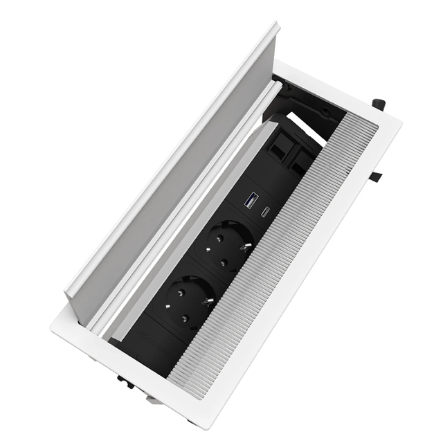 Mediaport ASA VersaFLAP MONO 3.0 2x230V + ładowarka A+C + 2x RJ45 STP- biały