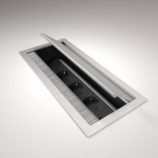 Mediaport ASA VersaFLAP MONO 3.0 2x230V + ładowarka USB A+C + pusty moduł  - aluminium