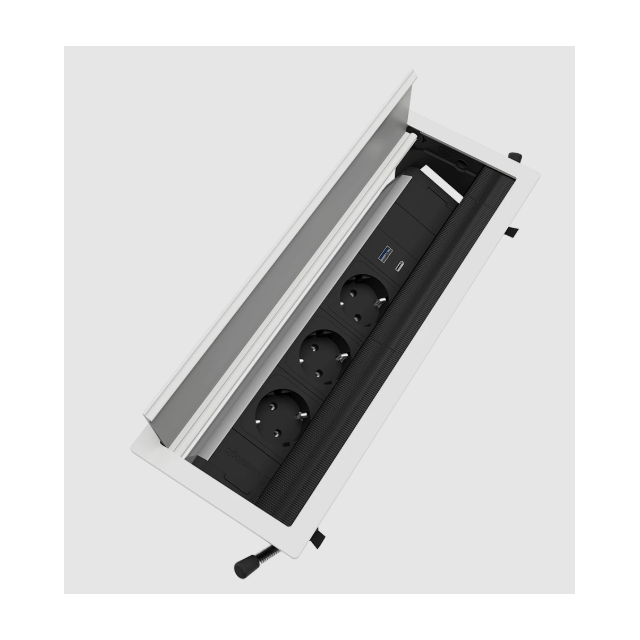 Mediaport ASA VersaFLAP MONO 3.0 3x230V + ładowarka USB A+C 30W + RJ45 kat. 6 + HDMI - biały