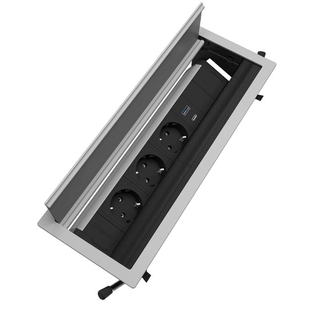 Mediaport ASA VersaFLAP MONO 3.0 3x230V + ładowarka USB A+C - aluminium