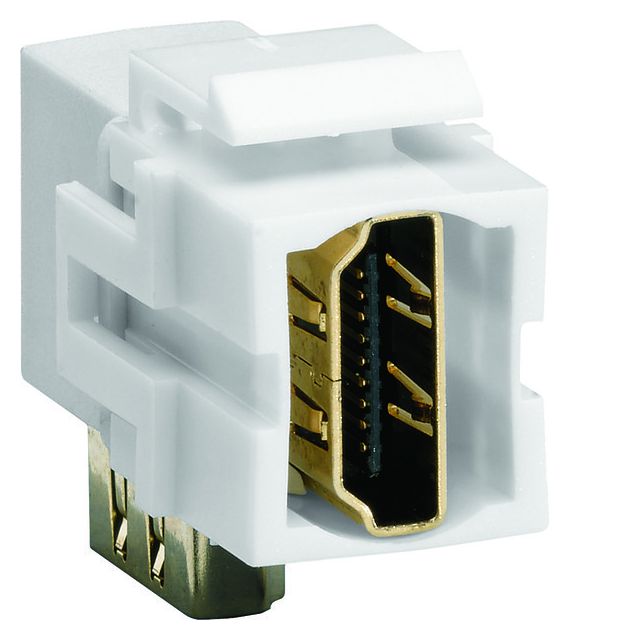 Gniazdo HDMI, keystone przelotowe, wtyk kątowy 90°, biały
