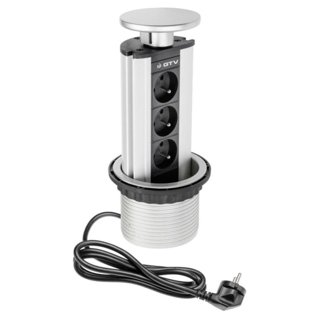 Gniazdo do blatu GTV 3x230V - aluminium