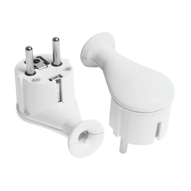 Wtyczka rozbieralna kątowa PLASTROL, Uni-Schuko 2p+Z, WT-50 biała