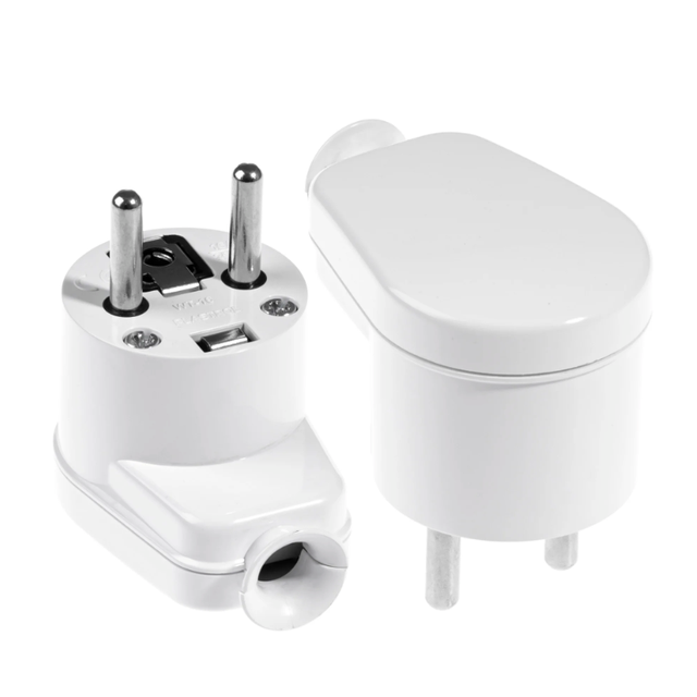 Wtyczka rozbieralna kątowa PLASTROL, Uni-Schuko 2p+Z, WT-16 biała