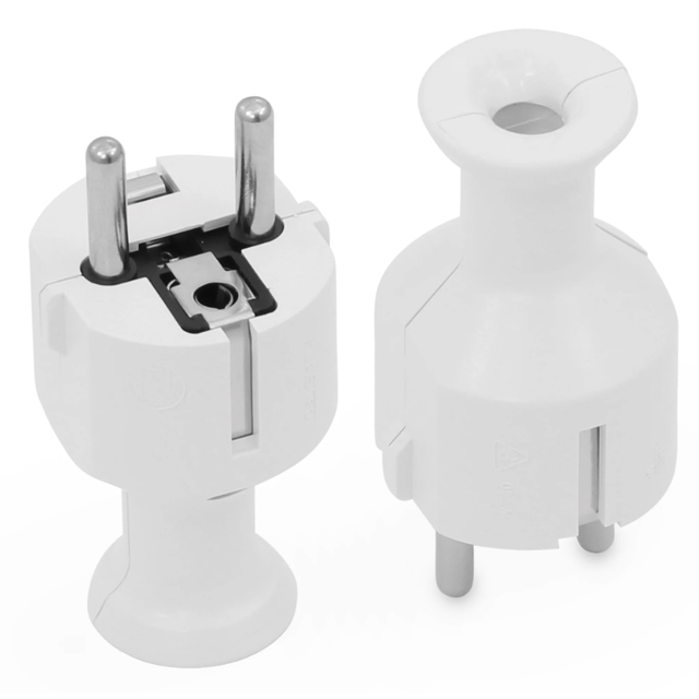 Wtyczka rozbieralna kątowa PLASTROL, Uni-Schuko 2p+Z, WT-40 biała