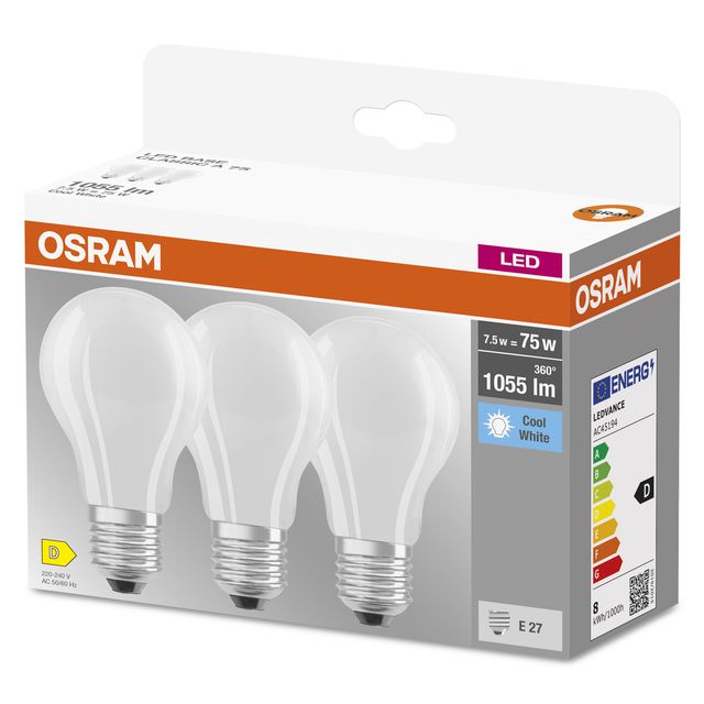Żarówka LED BASE CLASSIC A 7.5W 840 Frosted E27 - trójpak