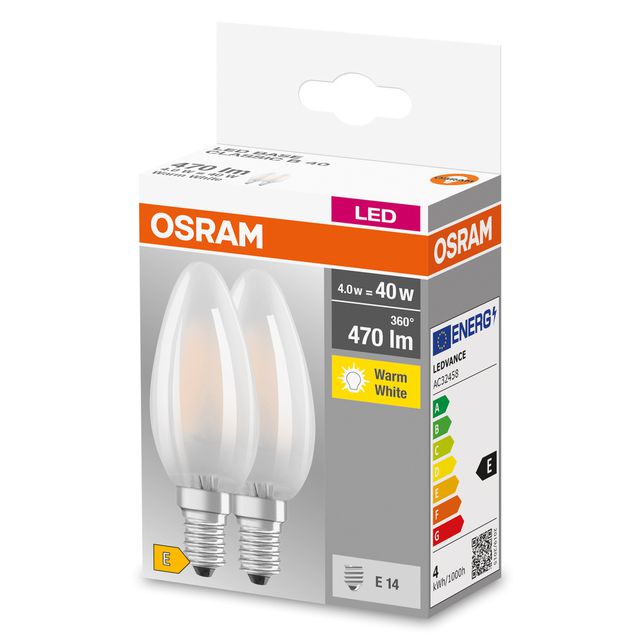 Żarówka LED BASE CLASSIC B 4W 827 Frosted E14 - dwupak