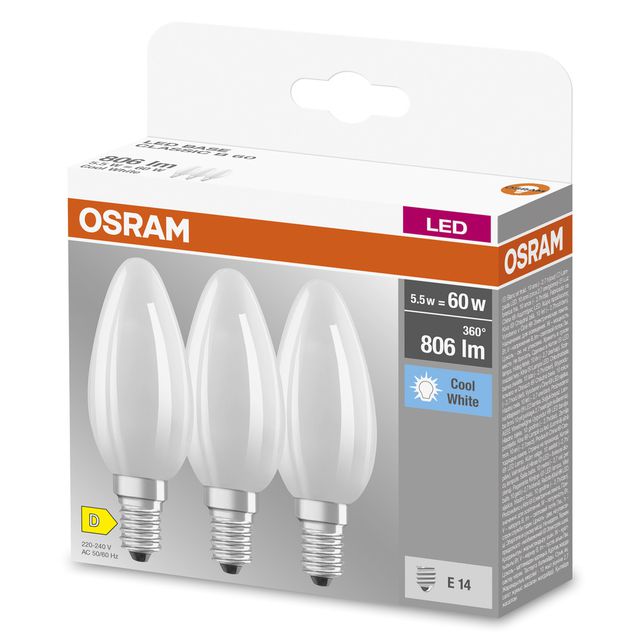 Żarówka LED BASE CLASSIC B 5.5W 840 Frosted E14 - trójpak